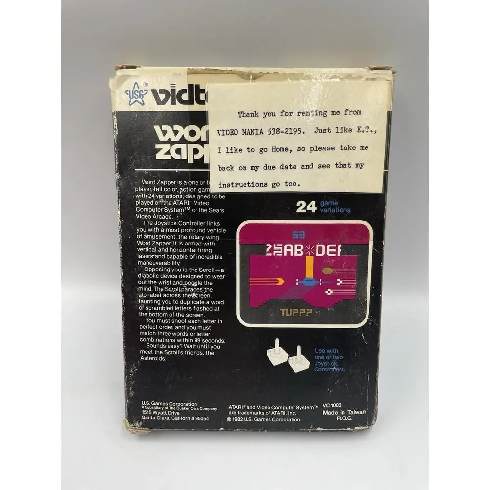 Atari 2600 - WORD ZAPPER with Original Box - Tested & WORKS
